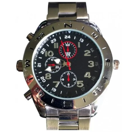 Montre caméra 4Go élégante avec design noir et rouge