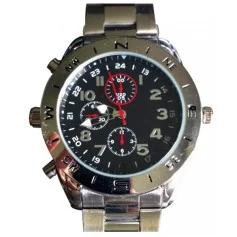 Montre caméra 4Go élégante avec design noir et rouge